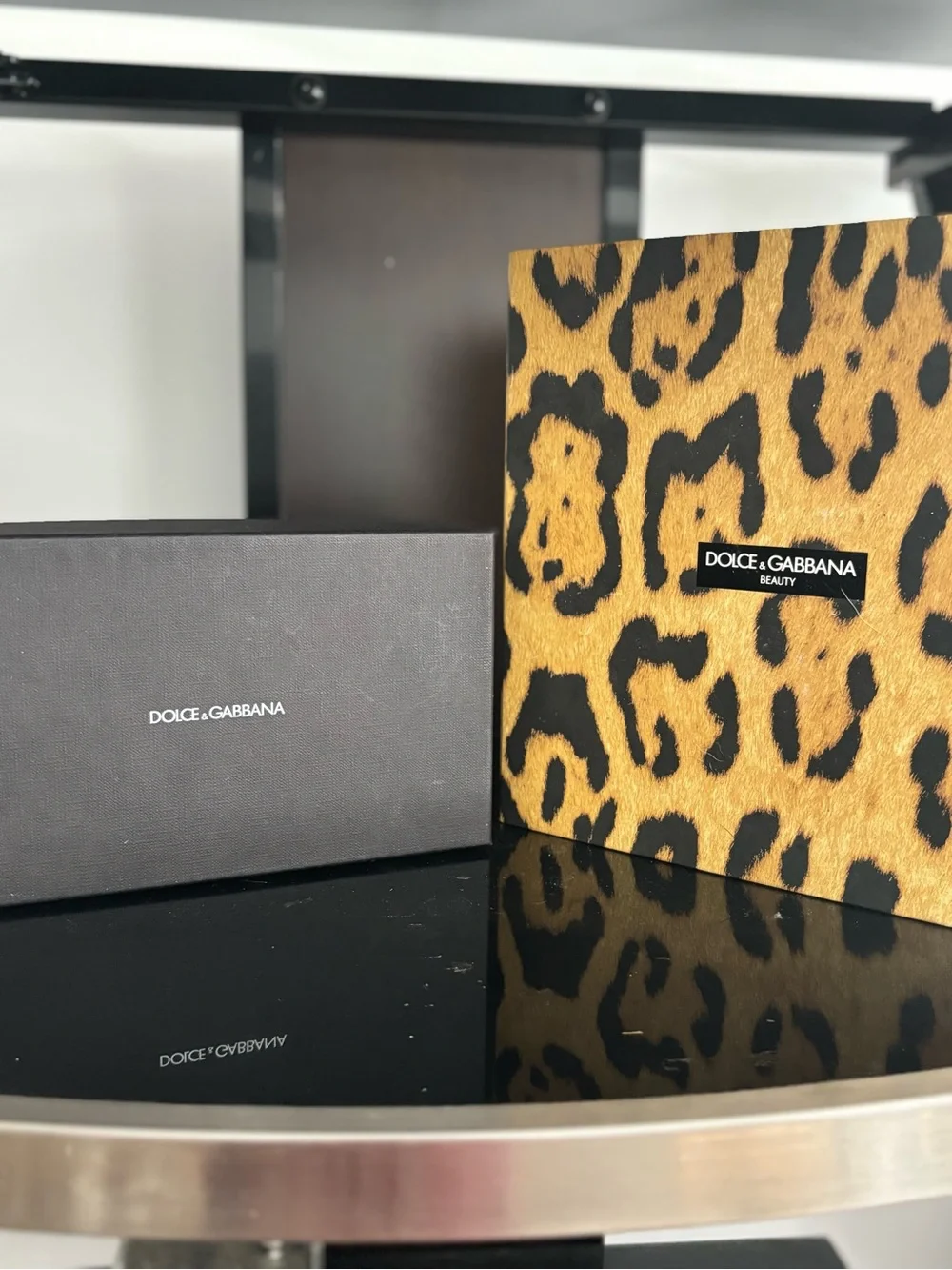 Dolce & Gabbana Brown /Leopard Shield Sunglasses with D&G Crystal Logo